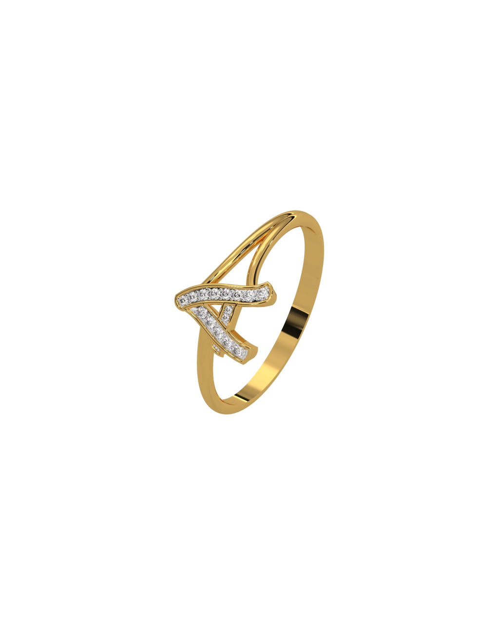 Magic Initial Sparkling A Gold Ring