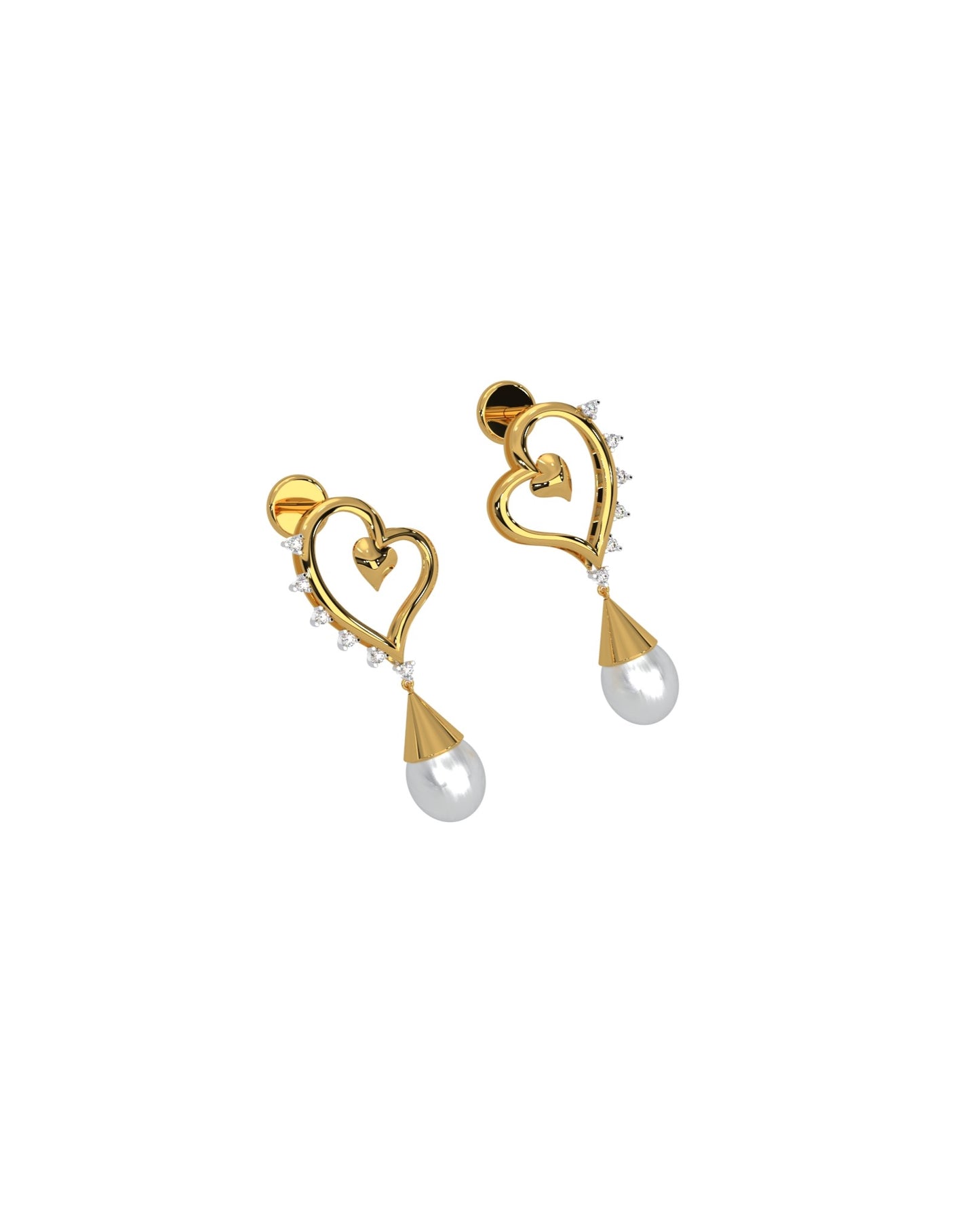 Magic Sacred Heart Pearl Droplets Earrings