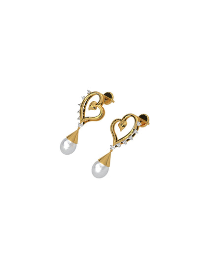 Magic Sacred Heart Pearl Droplets Earrings