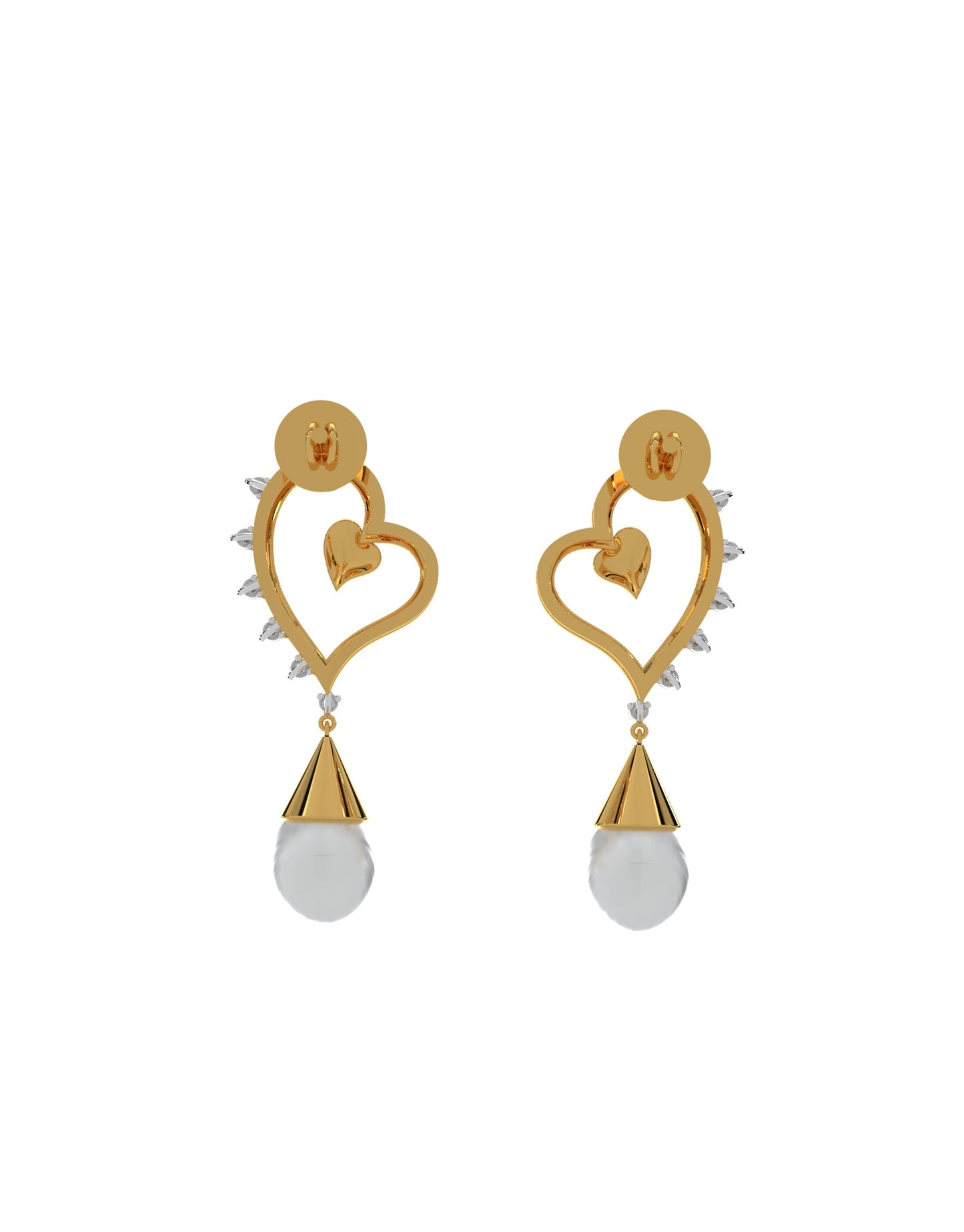 Magic Sacred Heart Pearl Droplets Earrings