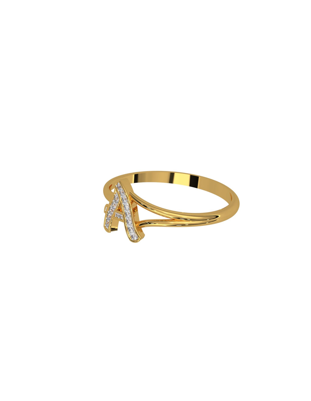 Magic Initial Sparkling A Gold Ring
