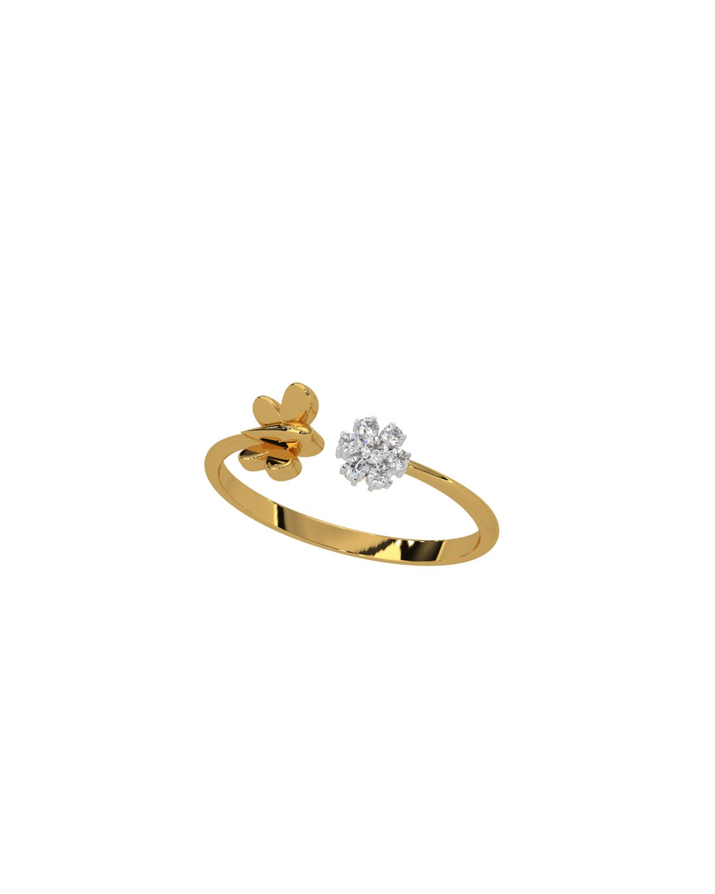 Magic Sparkling Daisy Butterfly Diamond Ring