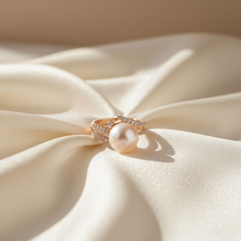 Magic Unflappable Pearl Studded Gold Ring