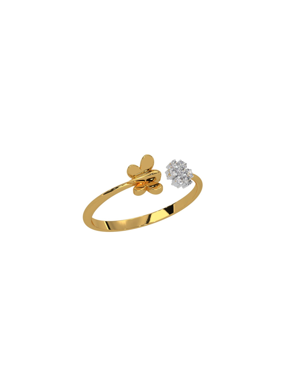 Magic Sparkling Daisy Butterfly Diamond Ring