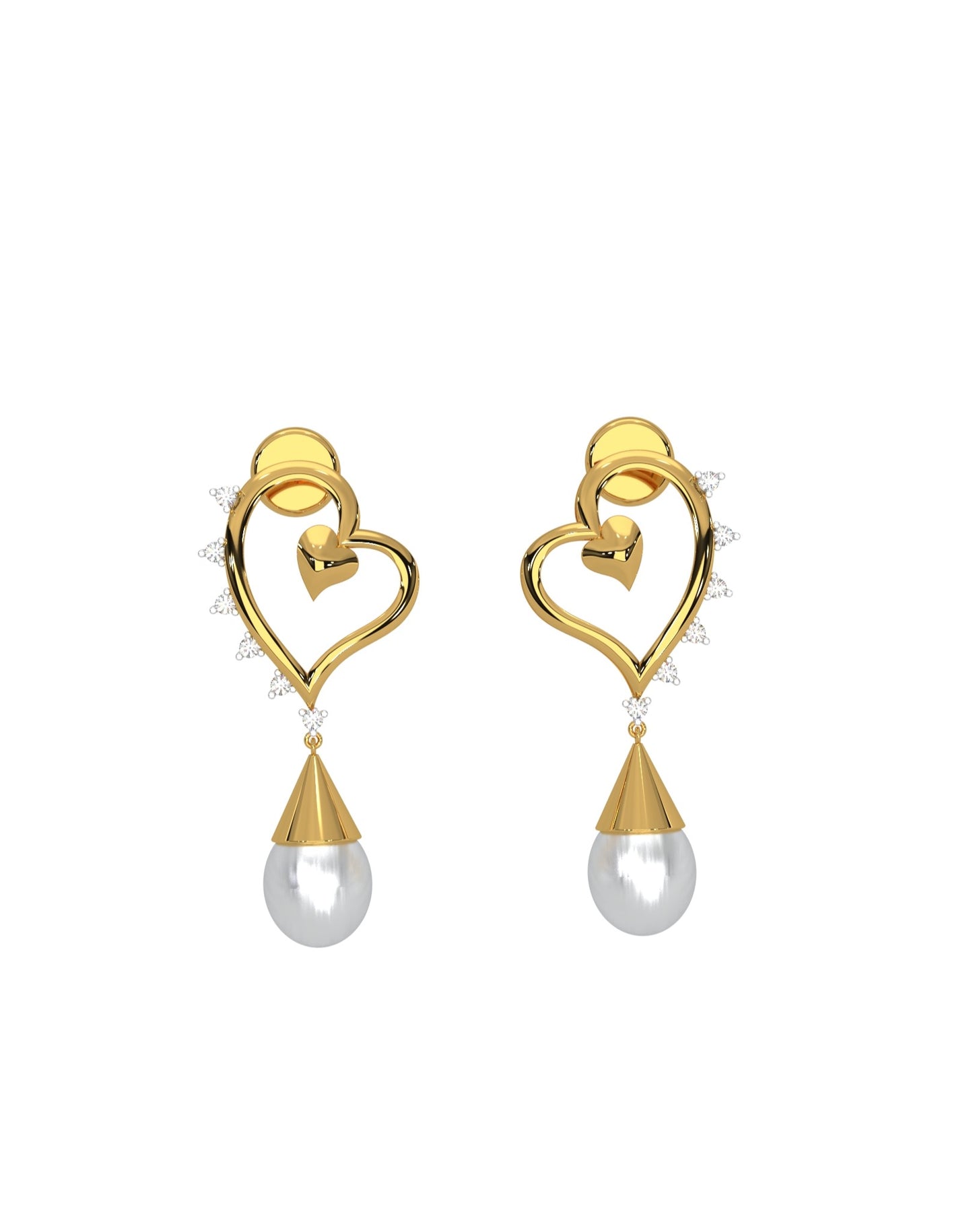 Magic Sacred Heart Pearl Droplets Earrings