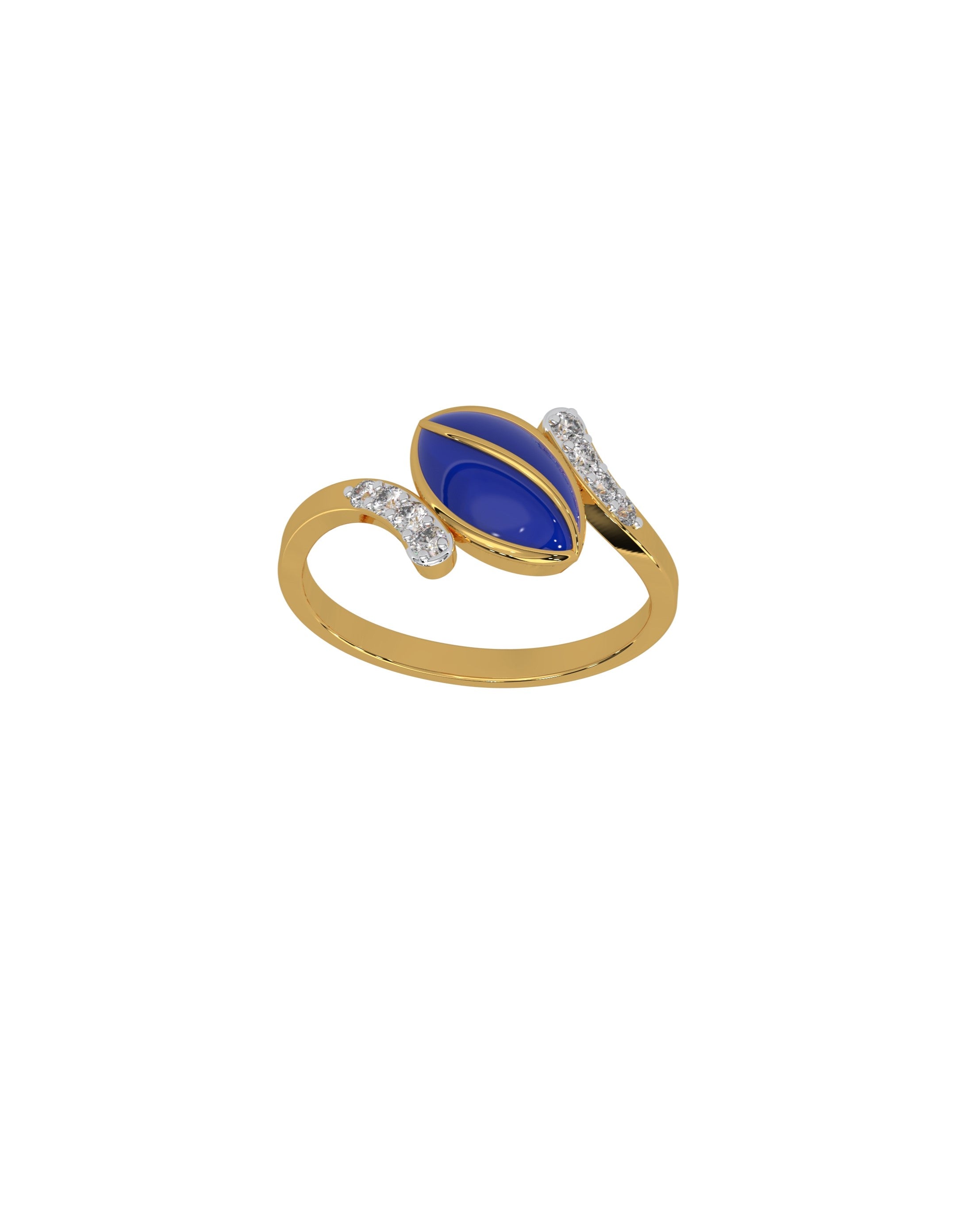 Magic Blue Eye Diamond Gold Ring