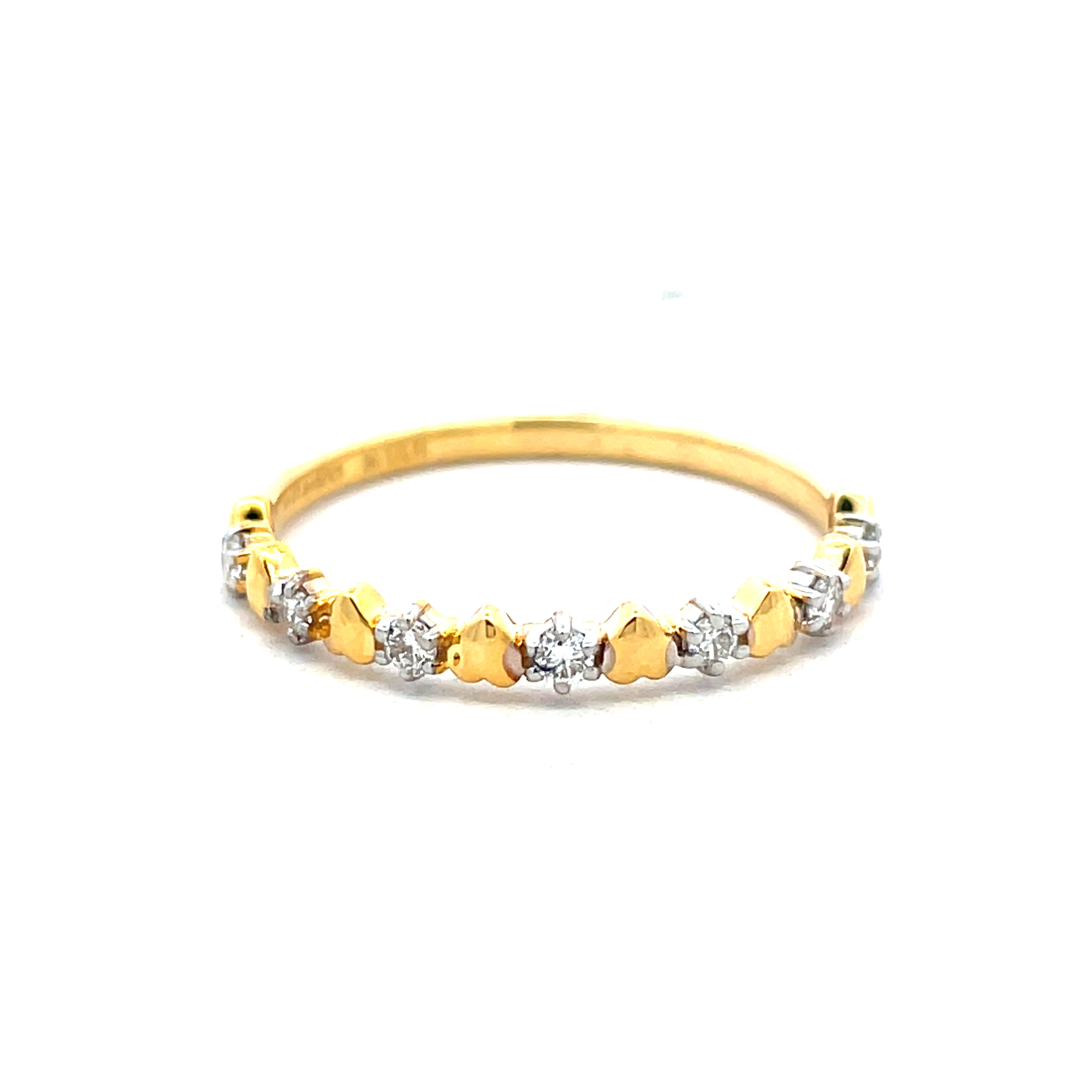 Yellow Gold Band Ring with Round Brilliant Cut Diamonds