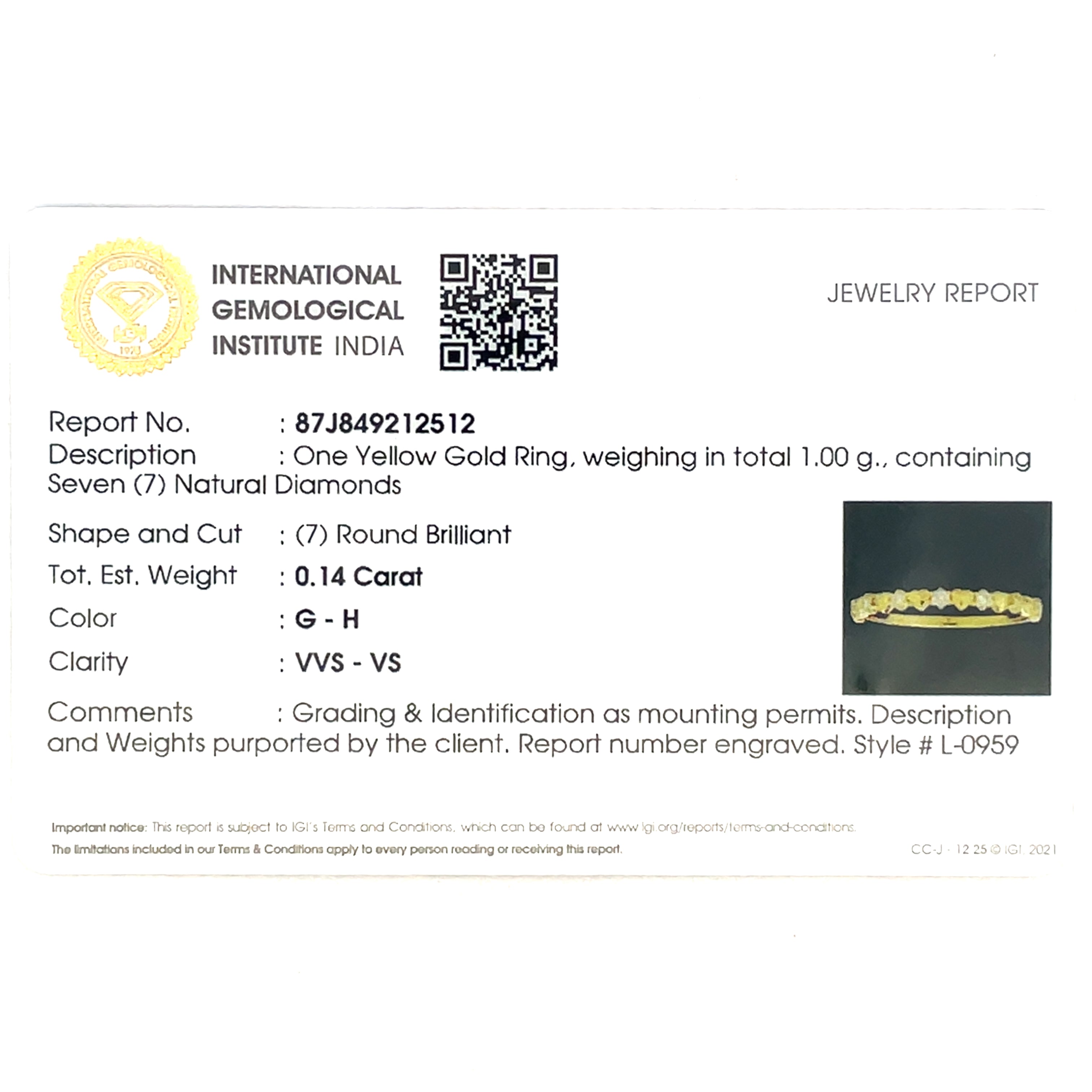 Yellow Gold Band Ring with Round Brilliant Cut Diamonds