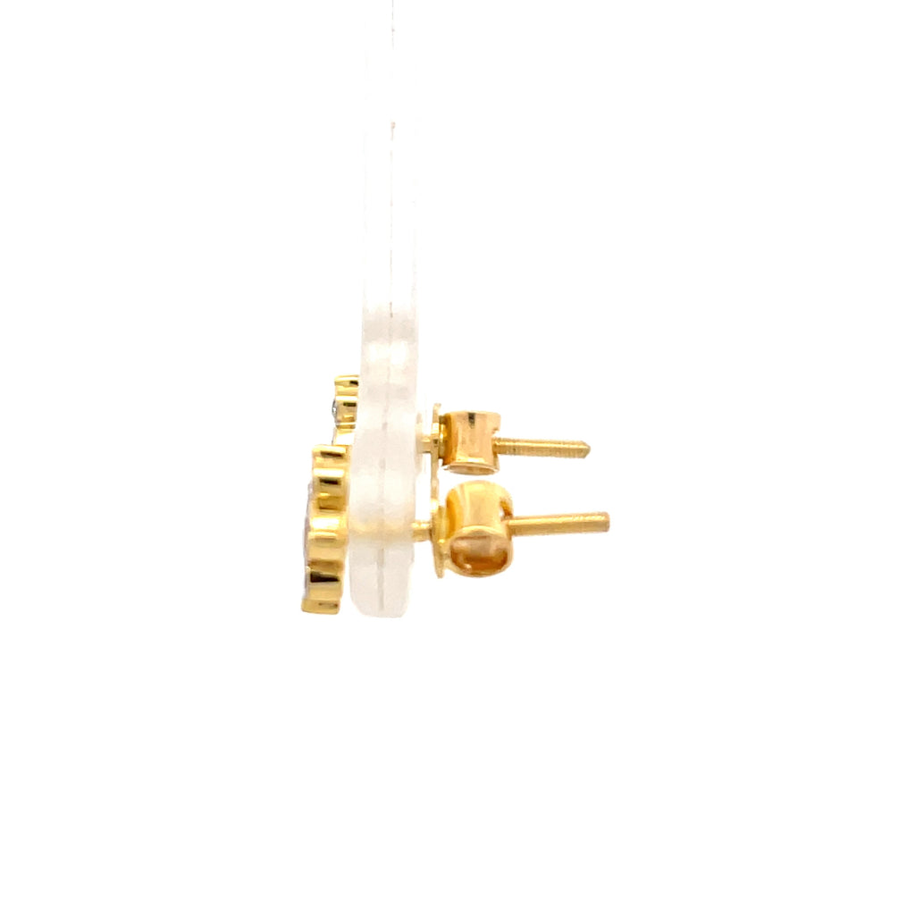 Round Brilliant Diamond Cluster Stud Earrings in 9K Yellow Gold