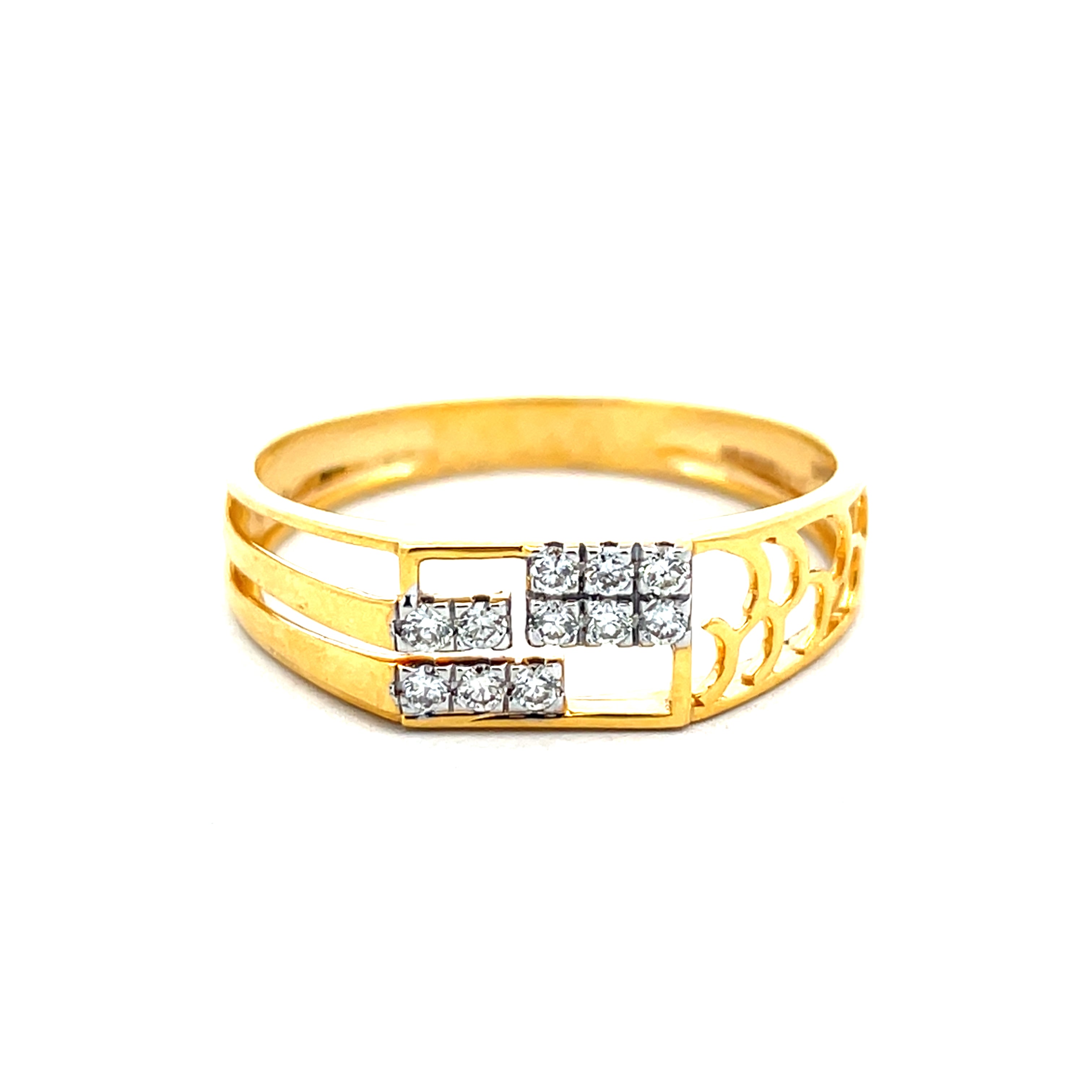 Yellow Gold Multi-Stone Ring with Round Brilliant Diamonds