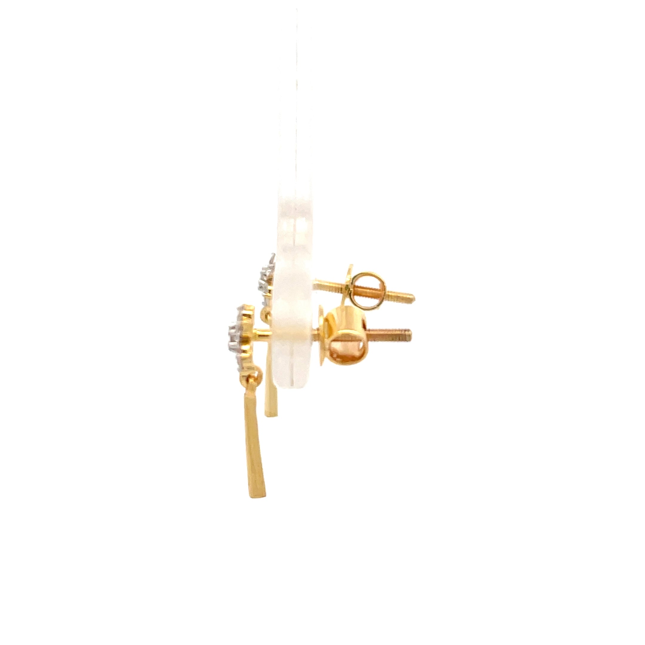 Floral Round Brilliant Diamond Yellow Gold Drop Earrings