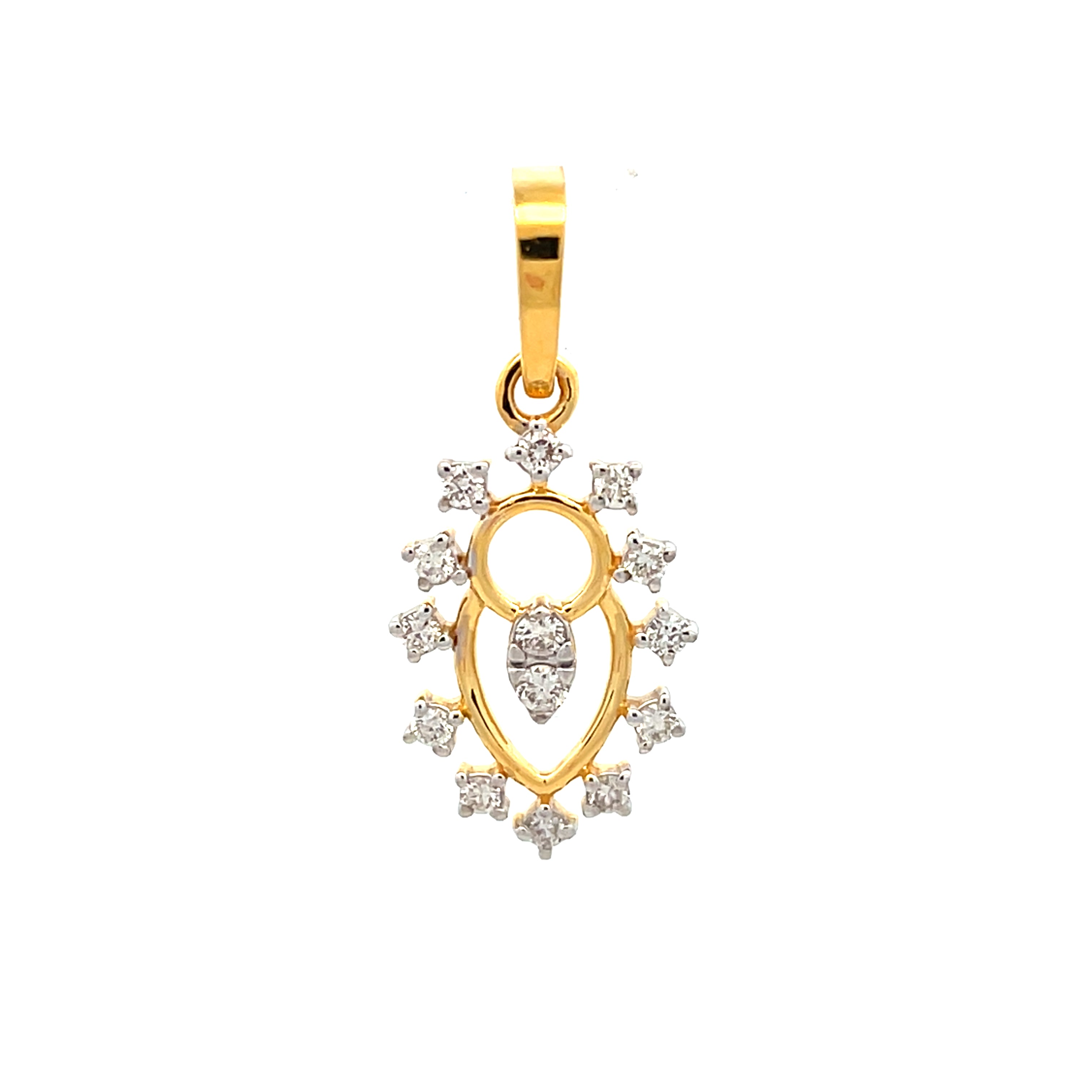 Round Brilliant Diamond Floral Cluster Pendant in Yellow Gold