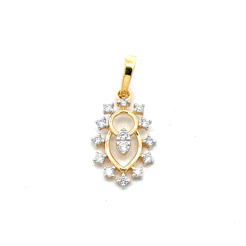 Round Brilliant Diamond Floral Cluster Pendant in Yellow Gold