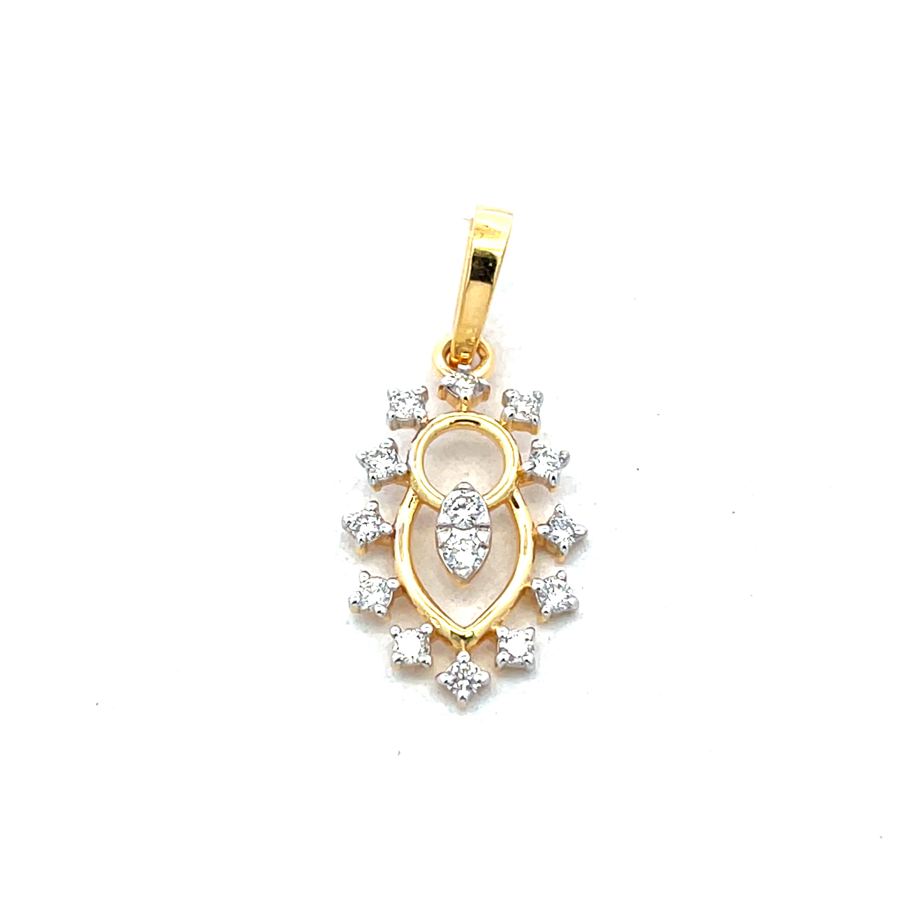 Round Brilliant Diamond Floral Cluster Pendant in Yellow Gold