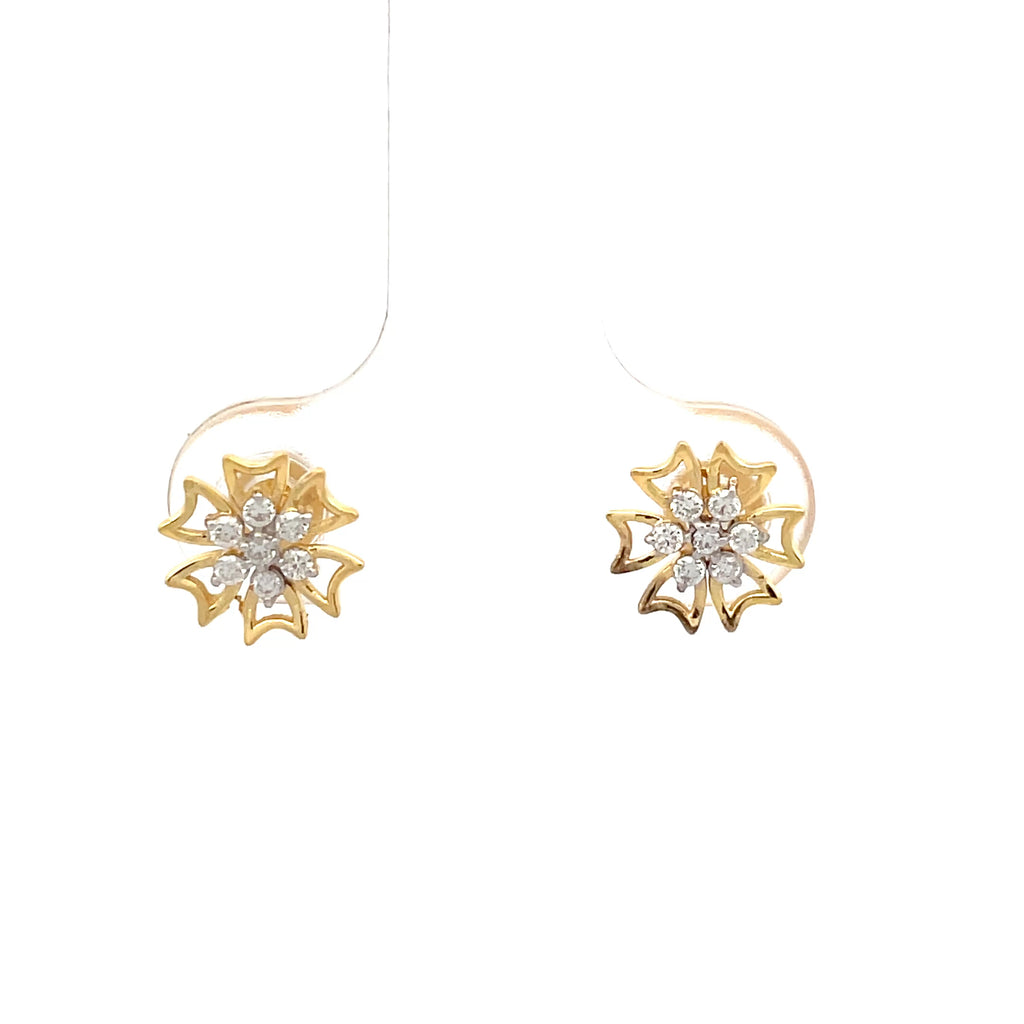 Diamond Cluster Stud Earrings in Yellow Gold