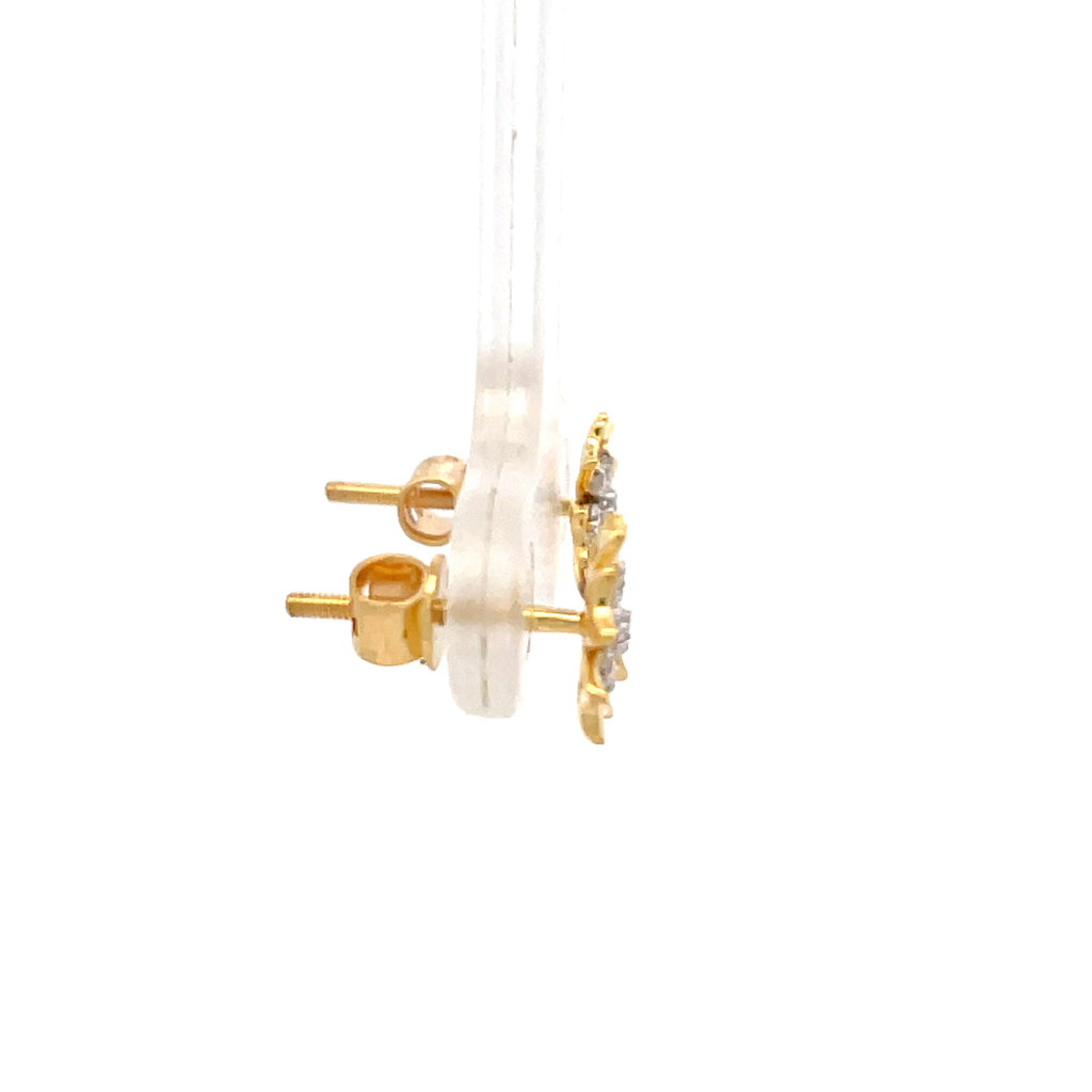 Diamond Cluster Stud Earrings in Yellow Gold