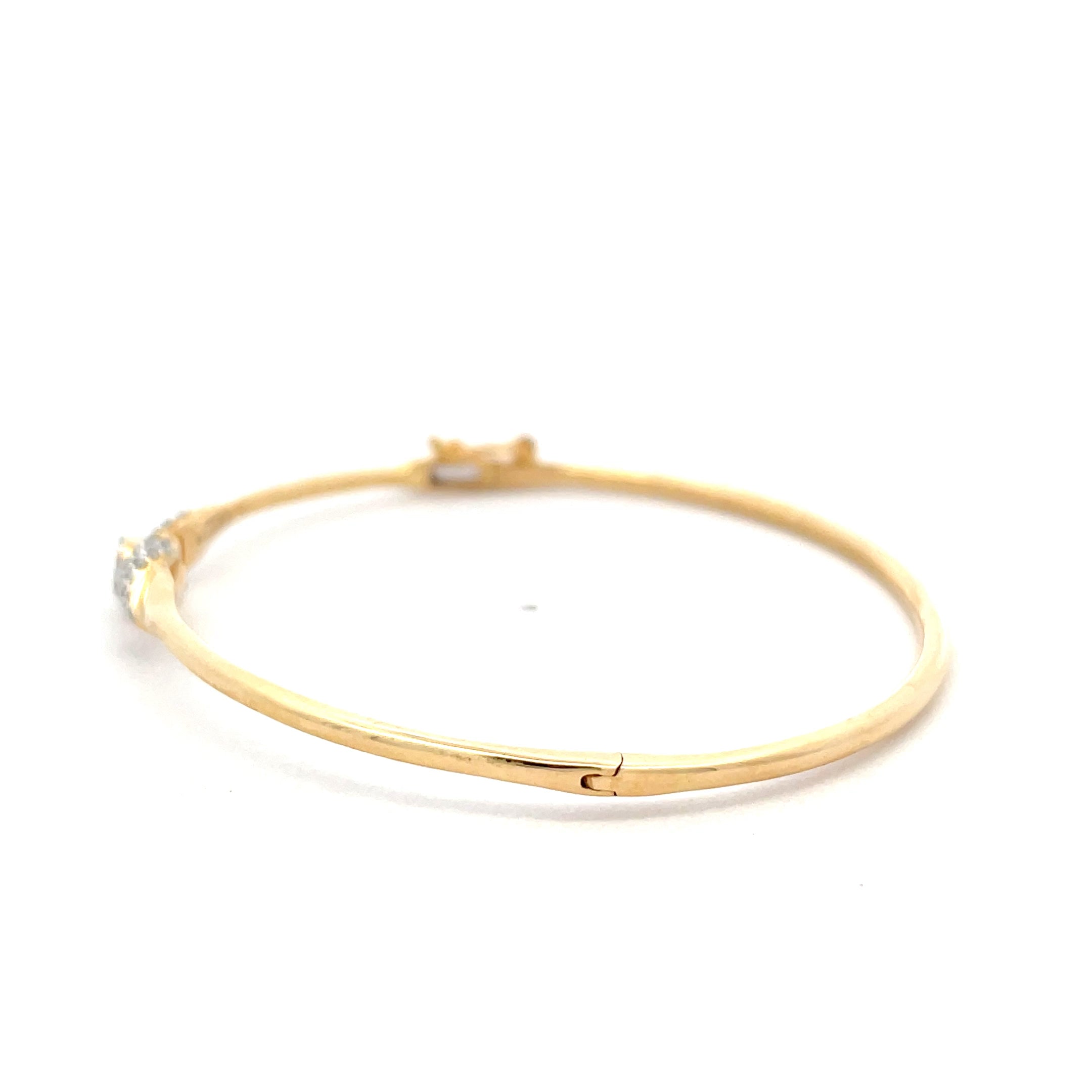 14k Yellow Gold Bangle with Round Brilliant Cut Diamond