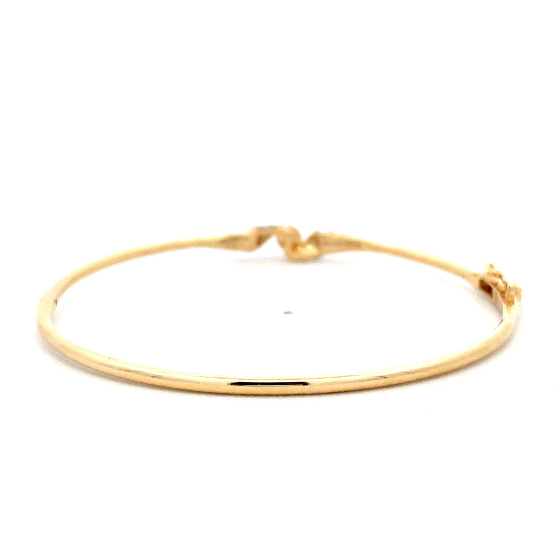 14k Yellow Gold Bangle with Round Brilliant Cut Diamond