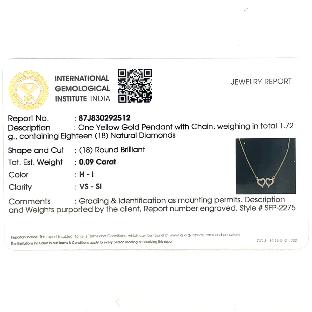 Twin Hearts 14K Gold Pendant chain