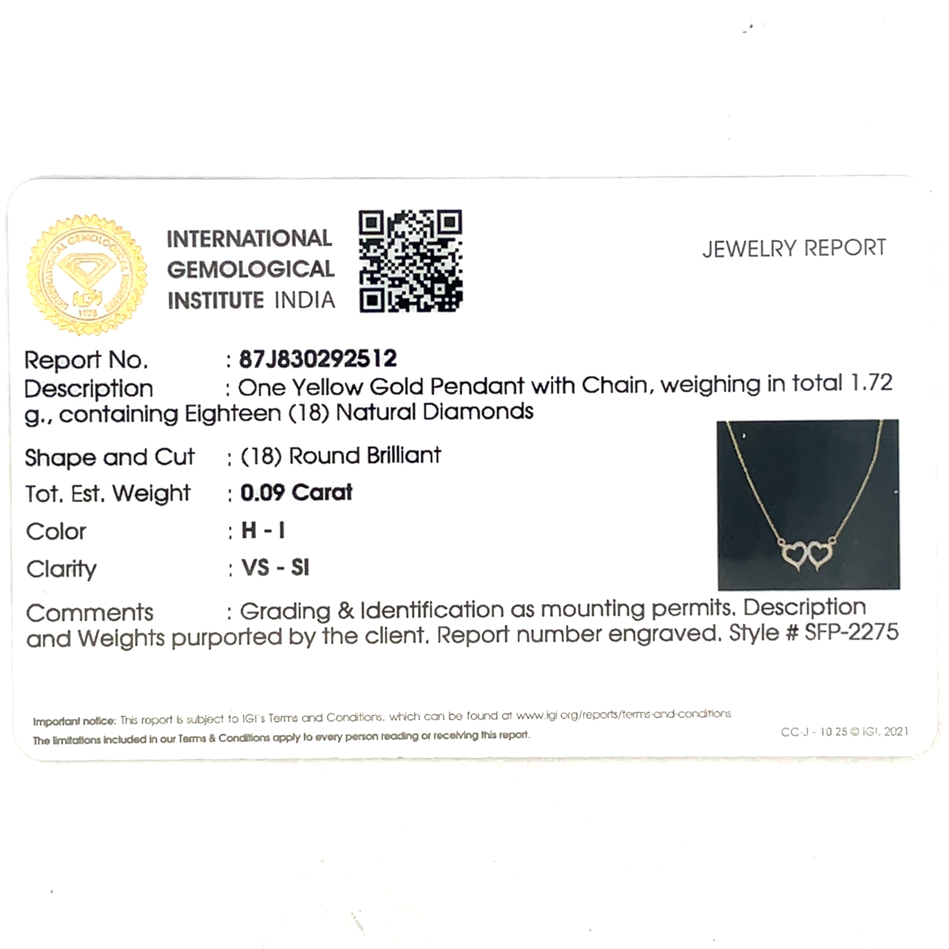 Twin Hearts 14K Gold Pendant chain
