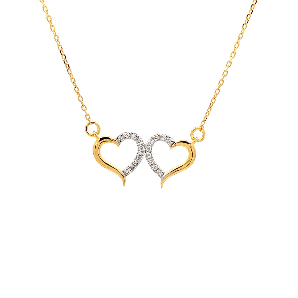 Twin Hearts 14K Gold Pendant chain