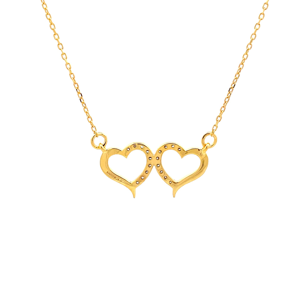 Twin Hearts 14K Gold Pendant chain