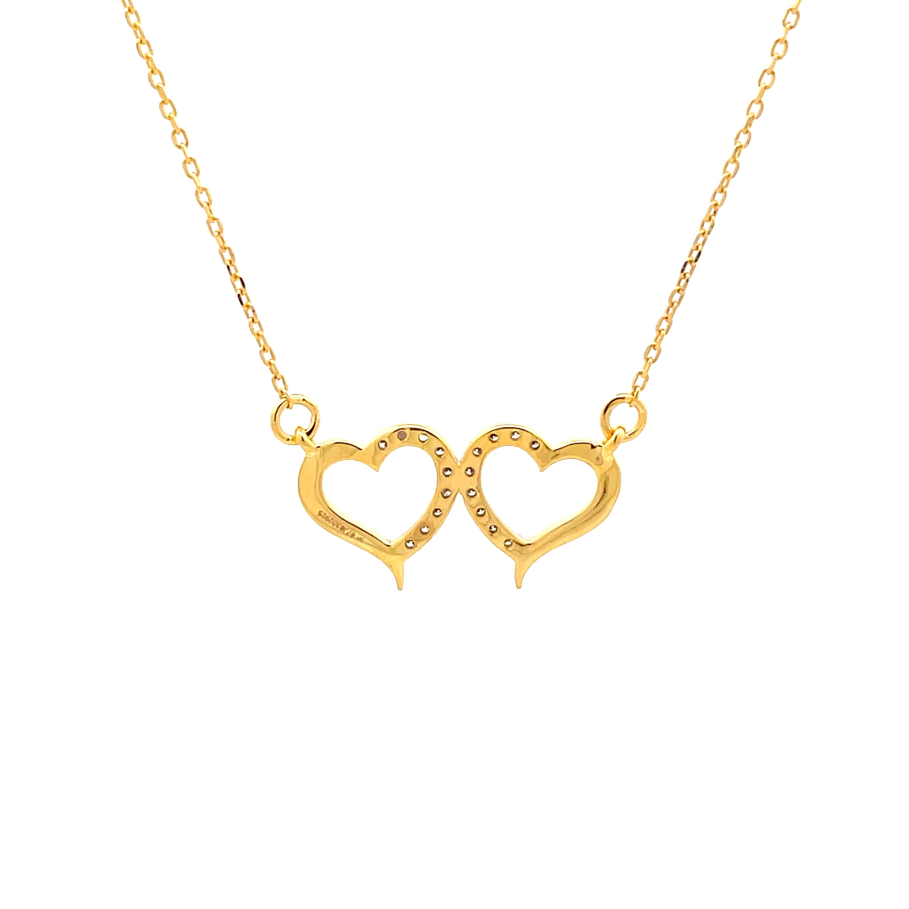 Twin Hearts 14K Gold Pendant chain