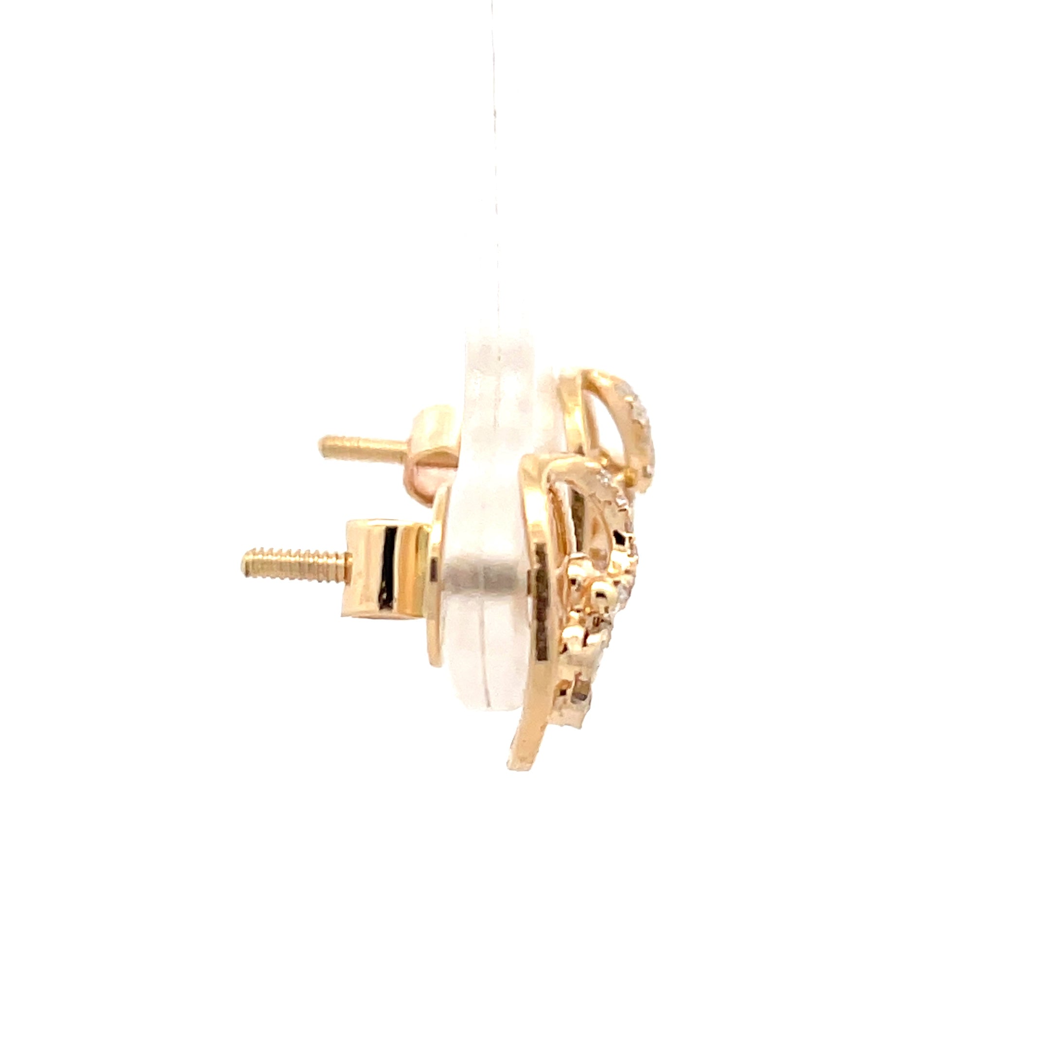 14 k Rose Gold Stud Earrings with Round Brilliant Diamonds