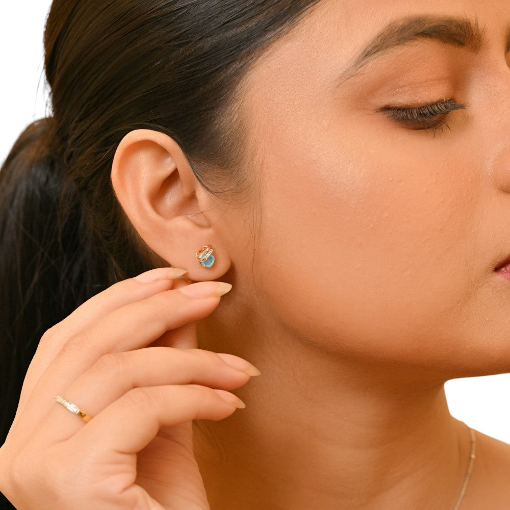 Horizon of Sky Blue Magic Spiral Earrings