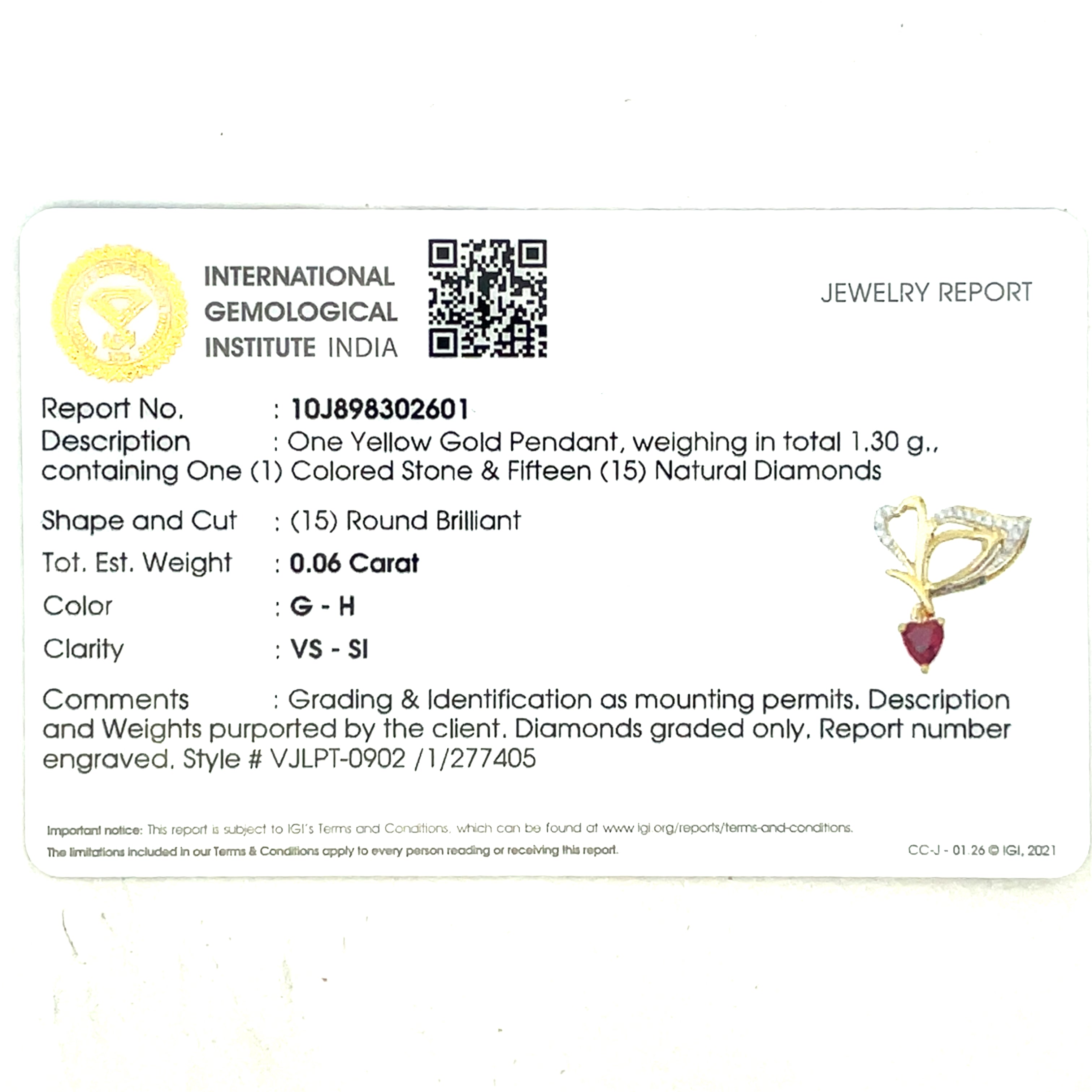 14 k Yellow Gold Butterfly Charm Necklace with Heart-Shaped Ruby