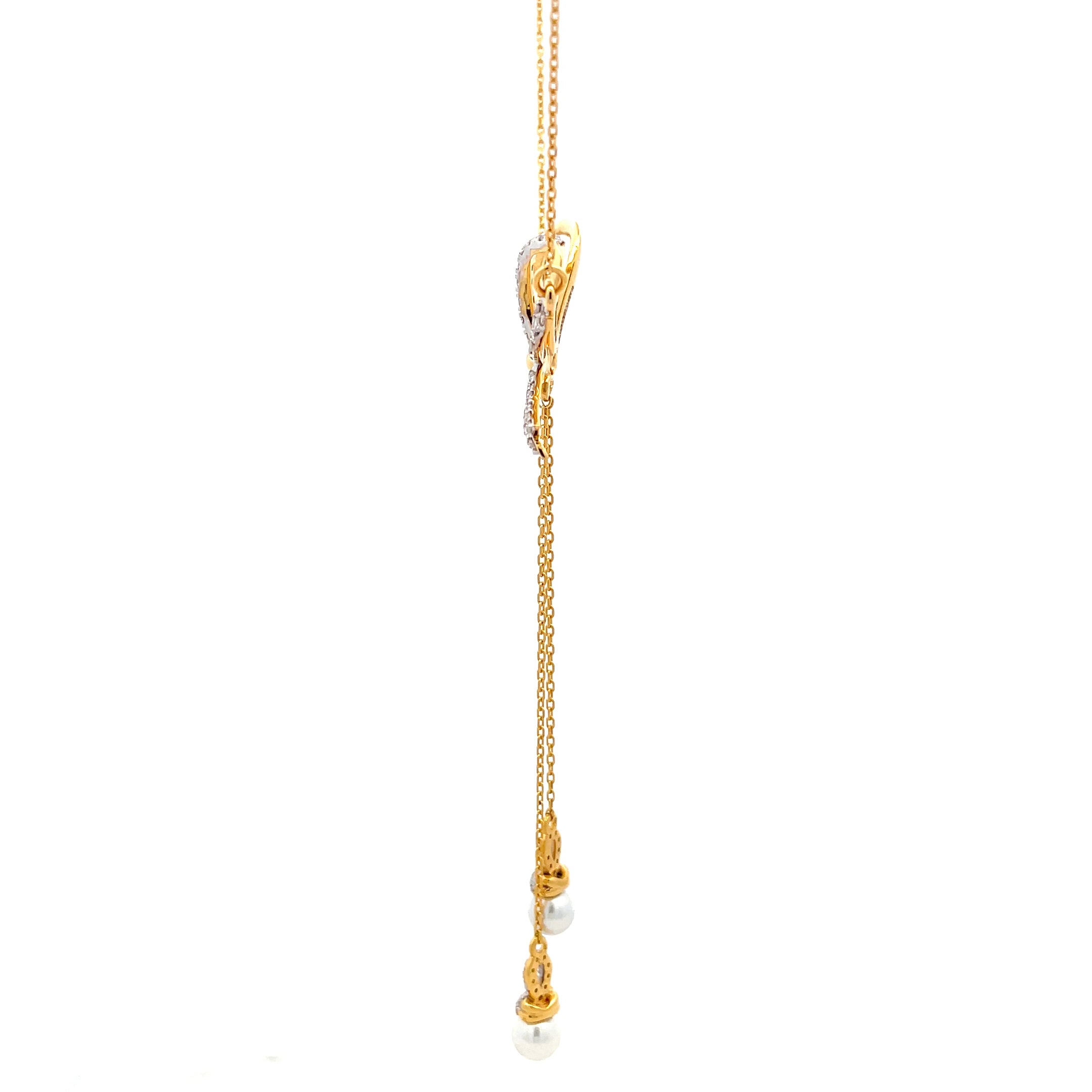 14k Yellow Gold Diamond Bow Pendant Necklace