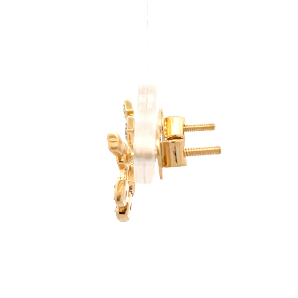 Yellow Gold Stud Earrings with Square Brilliant Cut Diamonds