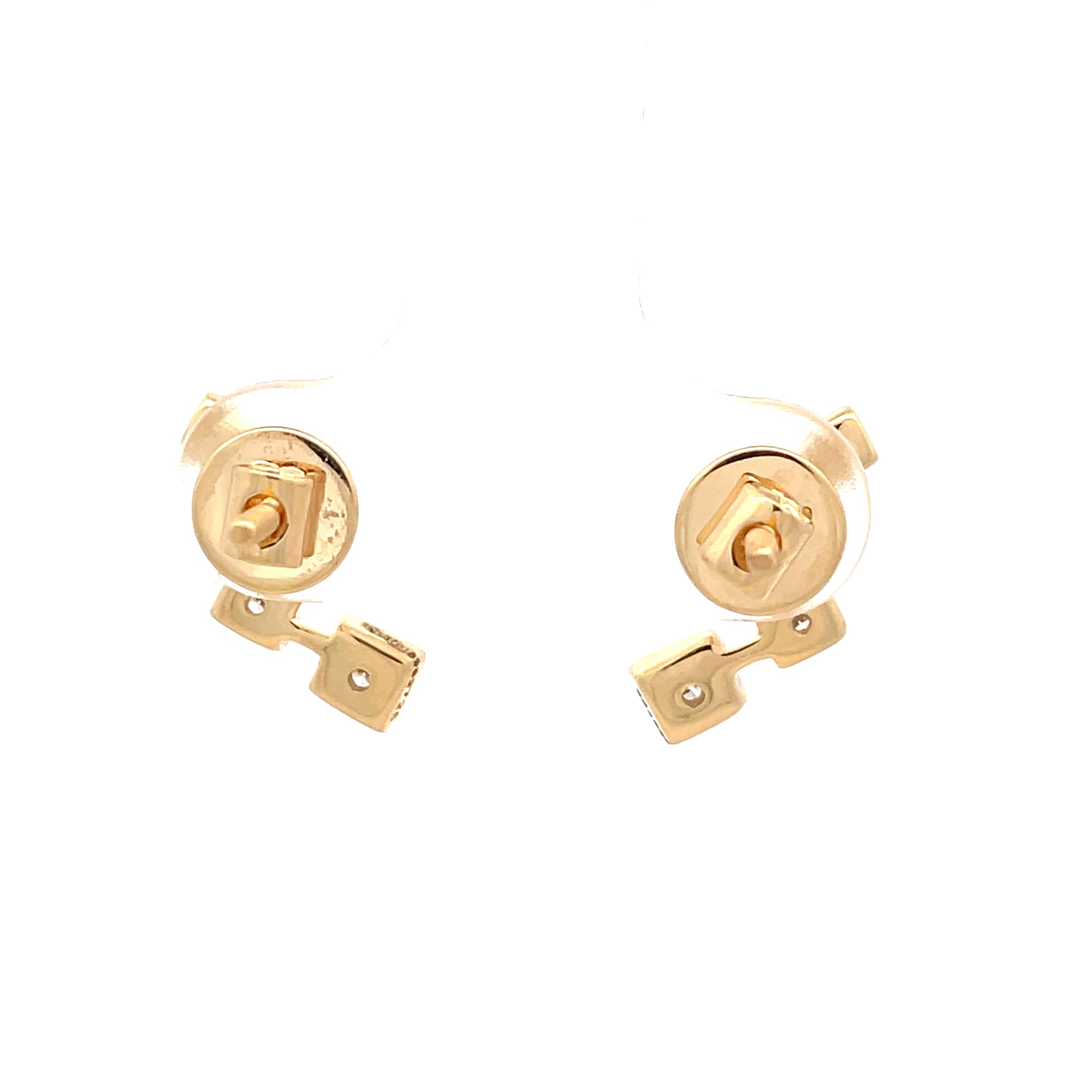 Yellow Gold Stud Earrings with Square Brilliant Cut Diamonds