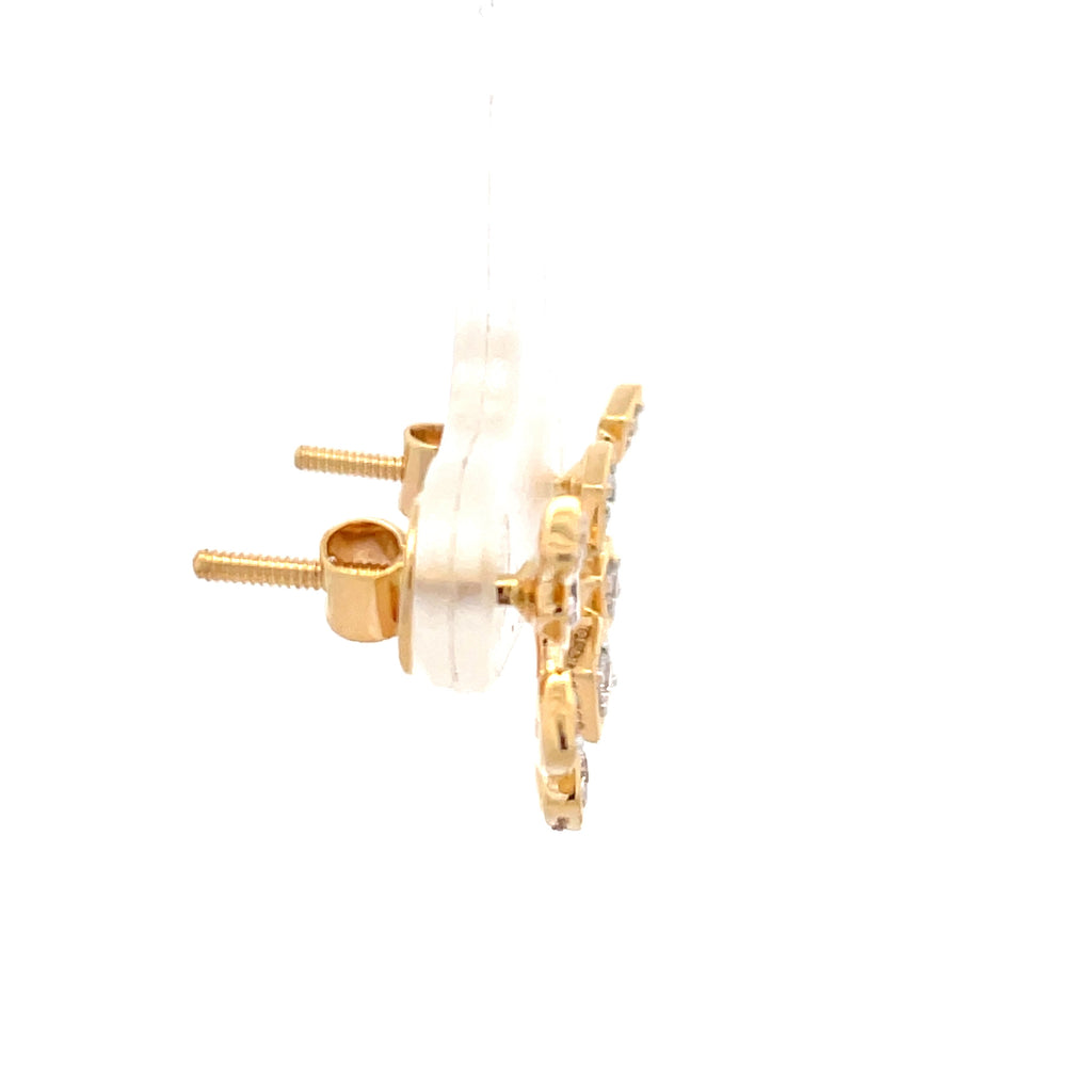 Yellow Gold Stud Earrings with Square Brilliant Cut Diamonds