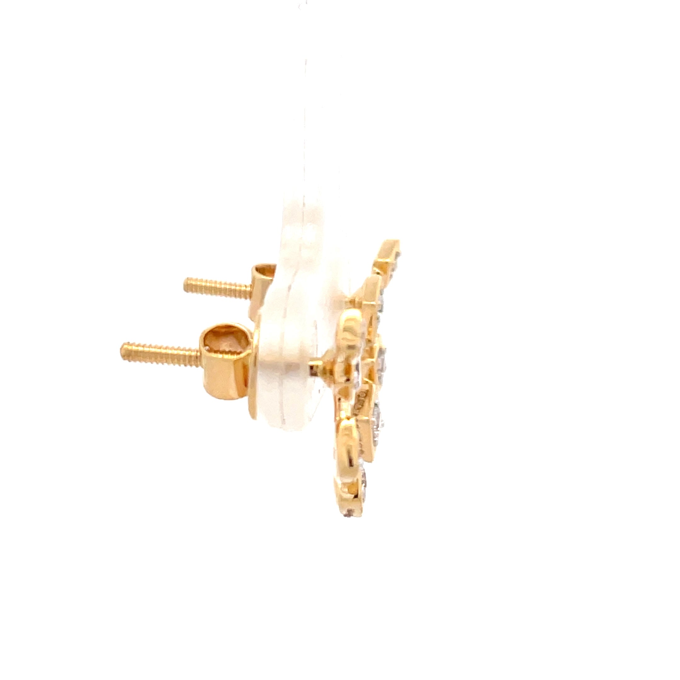 Yellow Gold Stud Earrings with Square Brilliant Cut Diamonds