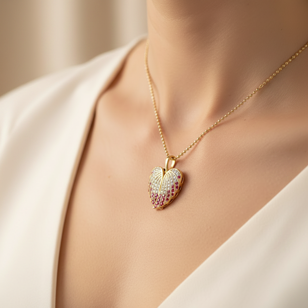 Angel Wings Heart Pendant