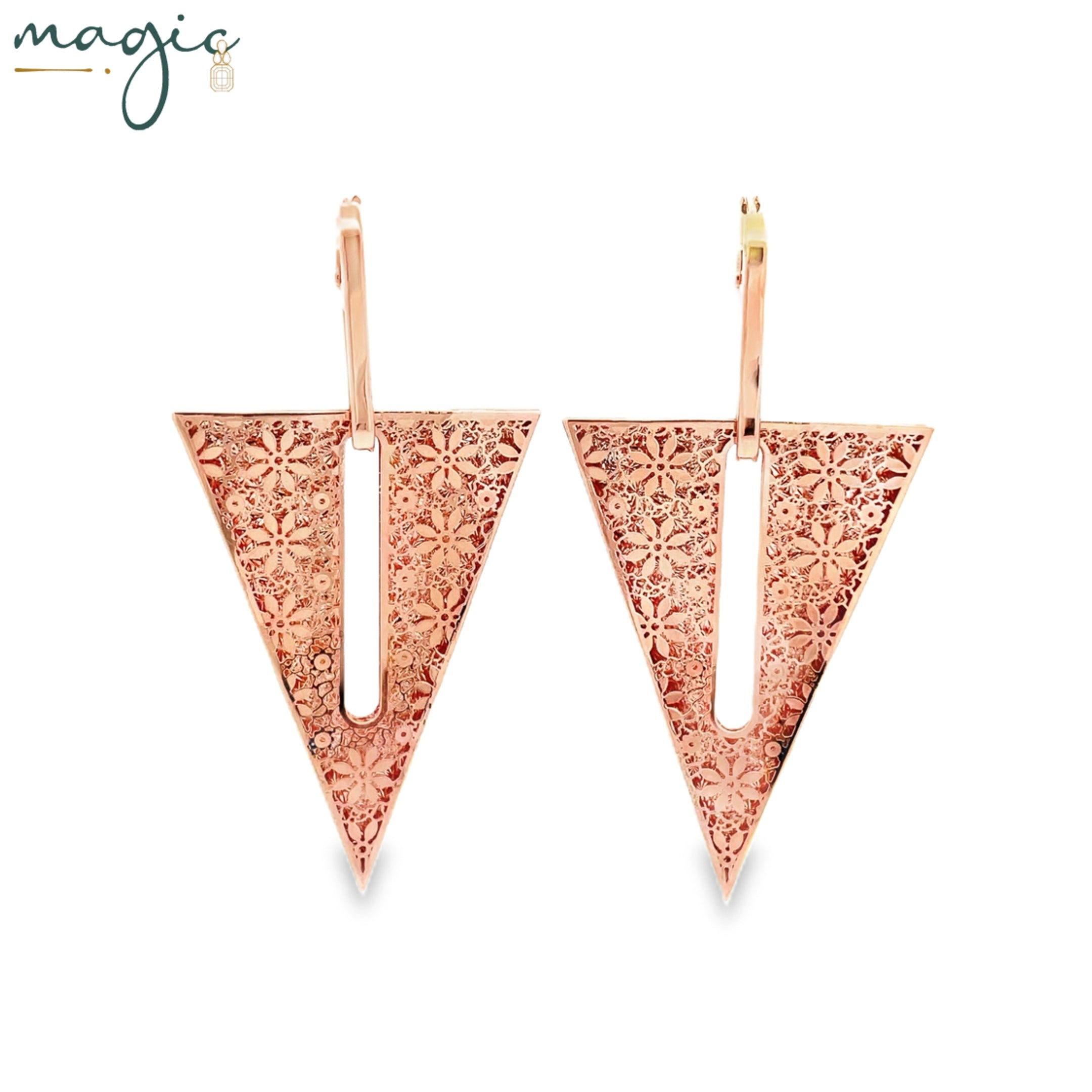Rose Gold Geometric Drop Earrings
