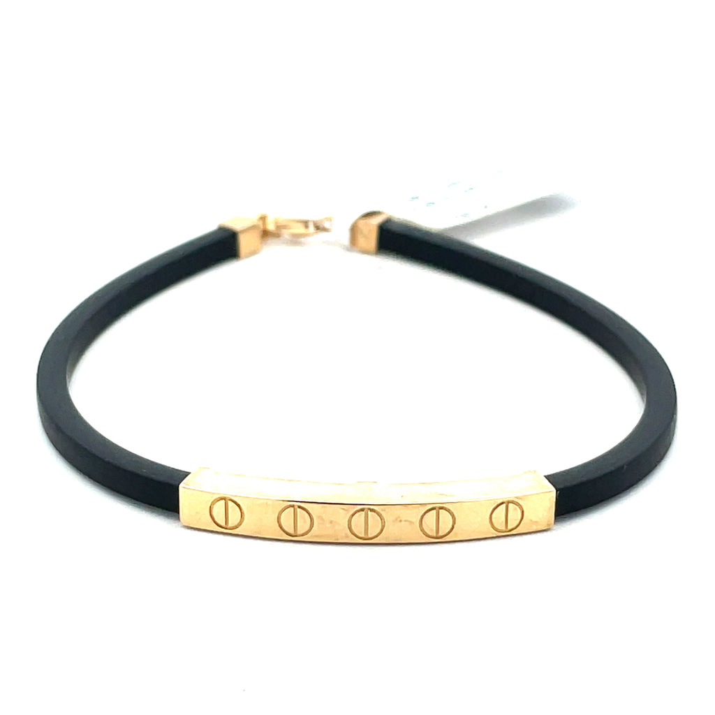 Black Bracelet with 18k Gold centerpiece for Men