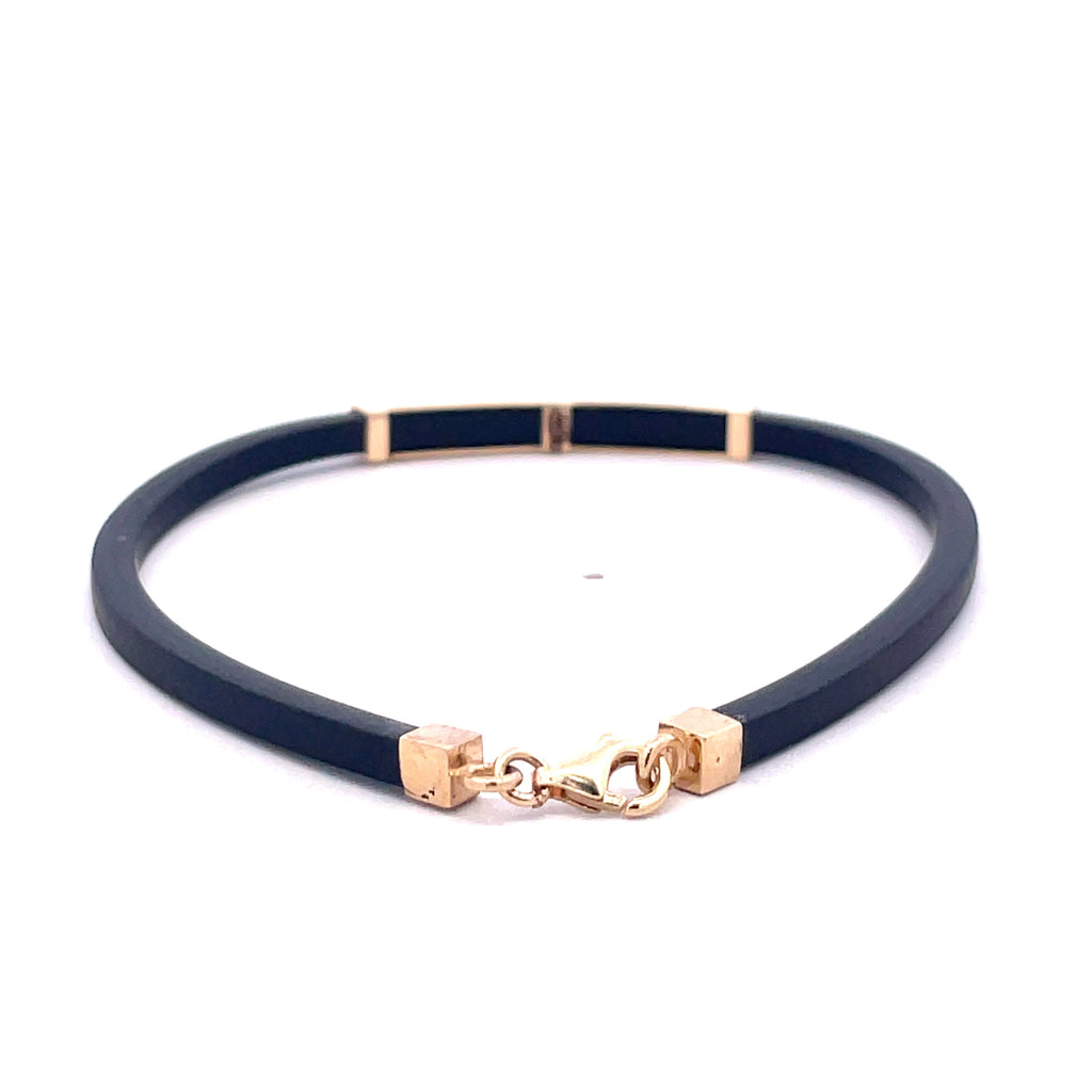 Black Bracelet with 18k Gold centerpiece for Men