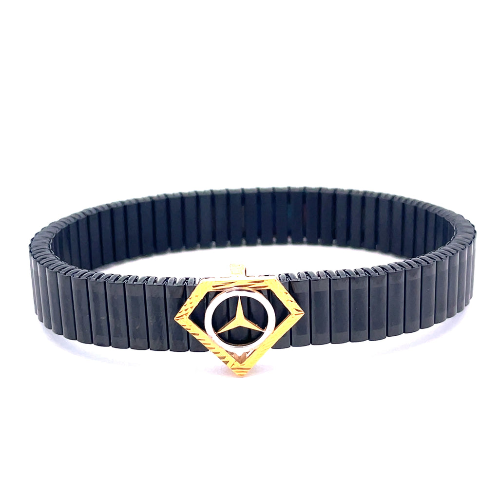 Premium Black Men's Bracelet with Gold geometric charm