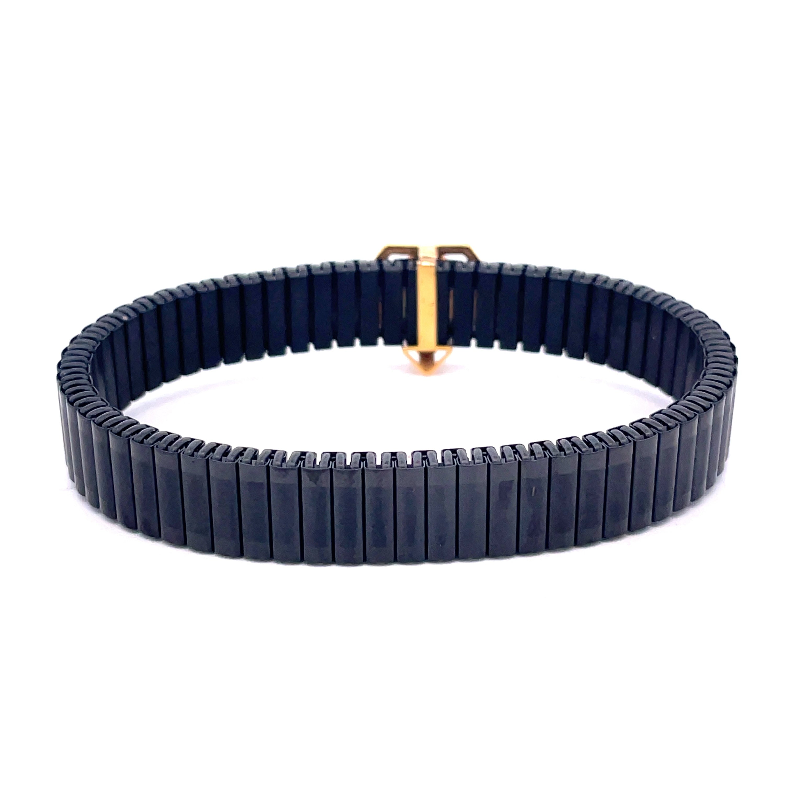 Premium Black Men's Bracelet with Gold geometric charm