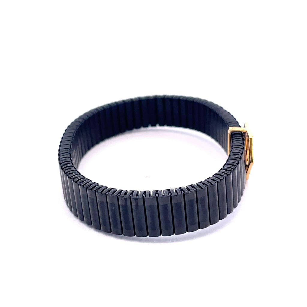 Premium Black Men's Bracelet with Gold geometric charm