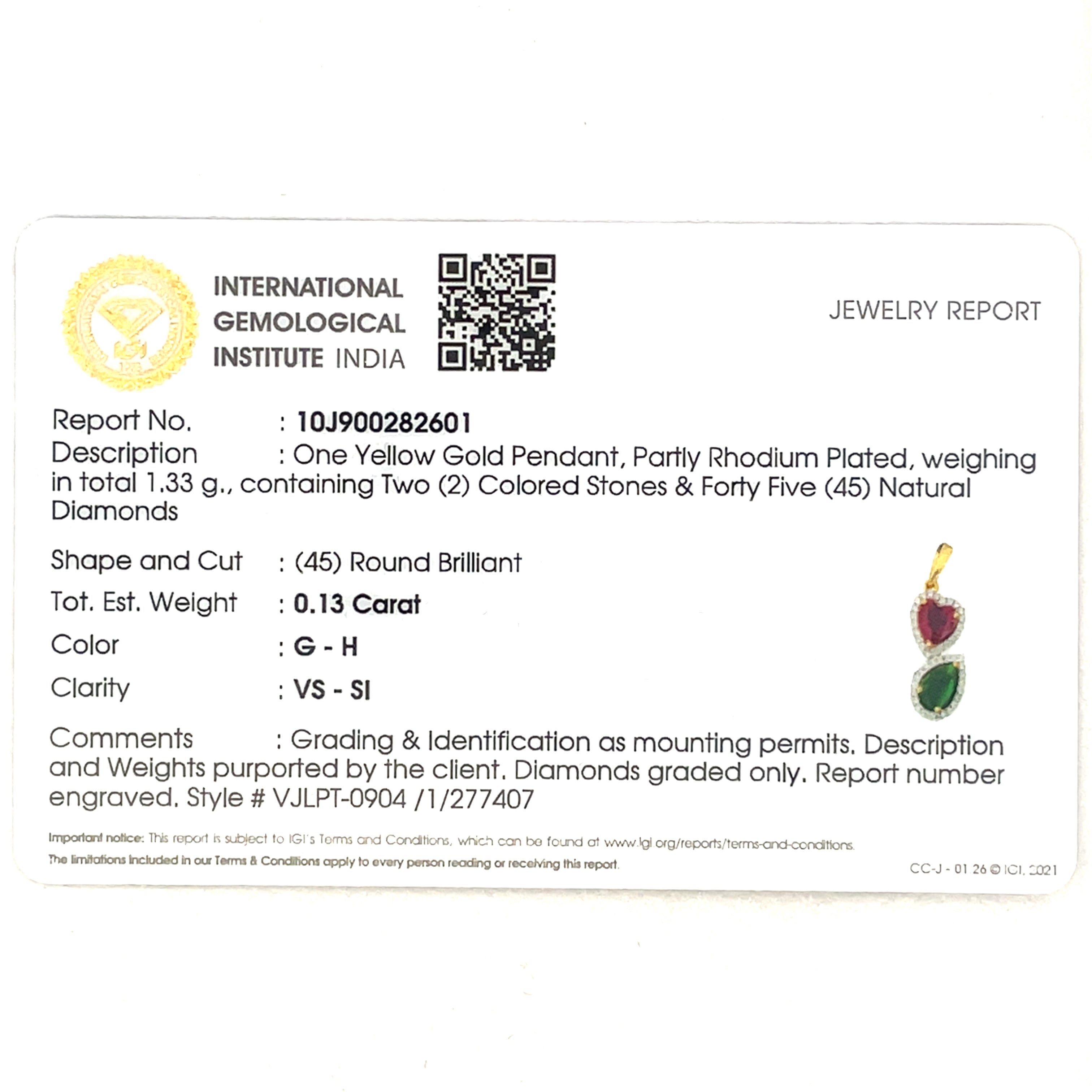 Yellow Gold Charm Necklace with Heart-Shaped Synthetic  Ruby