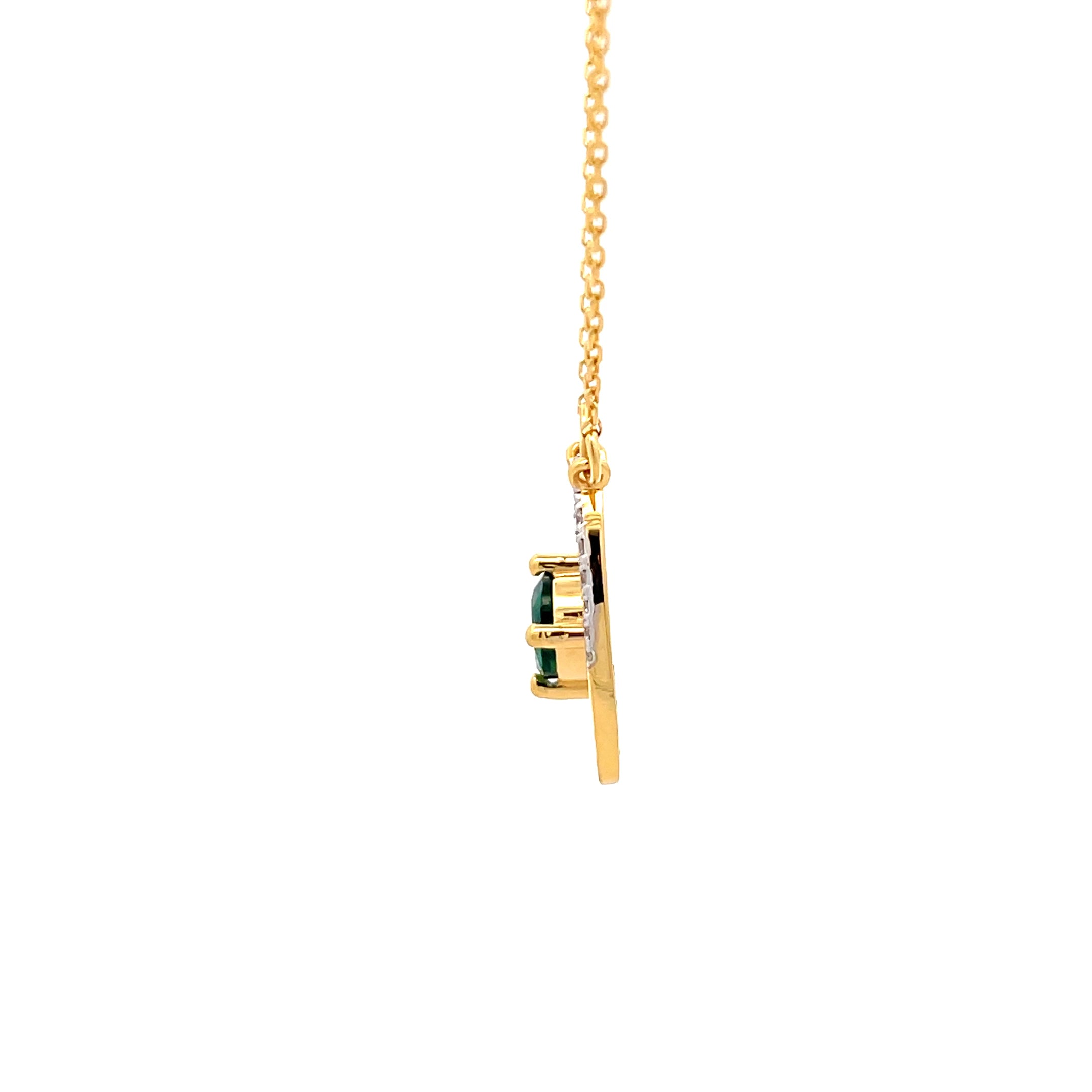 14k Yellow Gold Charm Necklace with Round colour stone