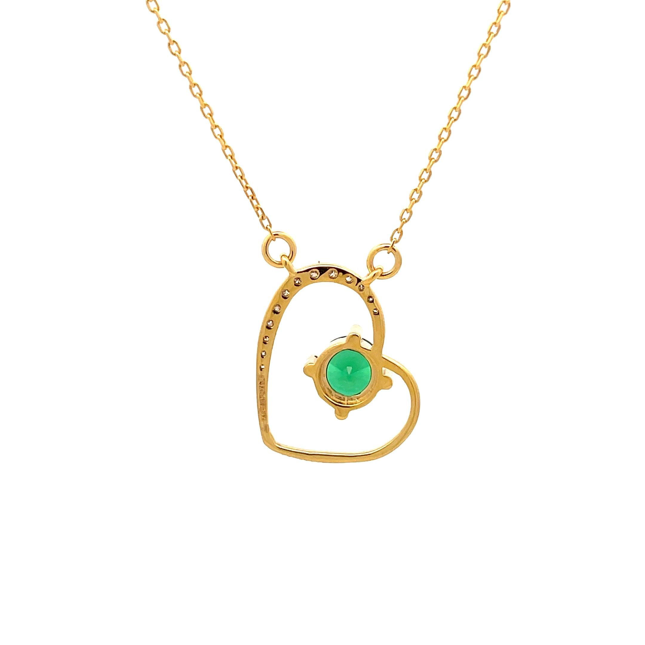 14k Yellow Gold Charm Necklace with Round colour stone