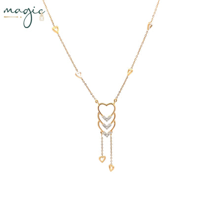 Magic Cascading Triflets of Sparked Heart Necklace