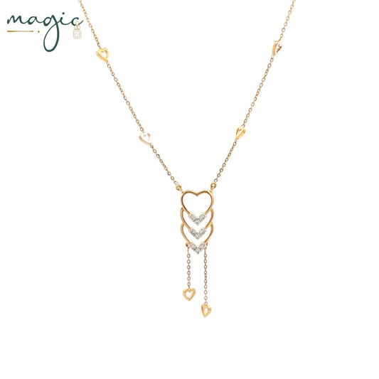 Magic Cascading Triflets of Sparked Heart Necklace