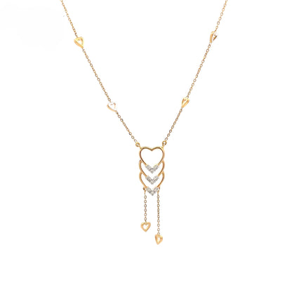 Magic Cascading Triflets of Sparked Heart Necklace