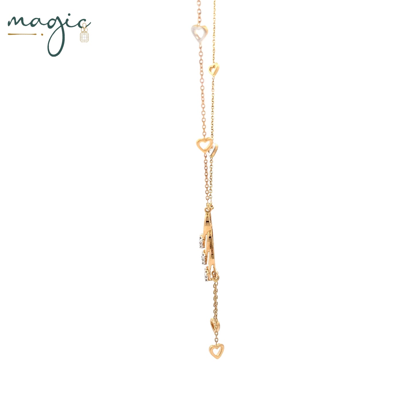 Magic Cascading Triflets of Sparked Heart Necklace