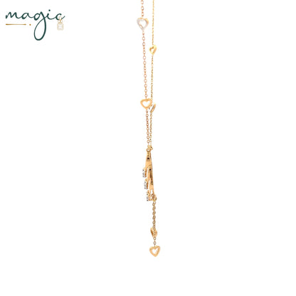 Magic Cascading Triflets of Sparked Heart Necklace